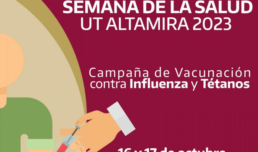 SEMANA DE LA SALUD UT ALTAMIRA 2023 del 16 al 20 de octubre en nuestra Universidad Tecnológica de Altamira