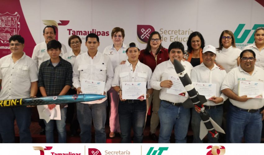 Merecido reconocimiento recibieron los integrantes del equipo que integran el Programa Espacial Universitario de la Universidad Tecnológica de Altamira por parte de la Secretaria de Educación de Tamaulipas Mtra. Lucía Aimé Castillo Pastor, tras obtener el tercer lugar en el «Hidrochallenge IPN 2024»