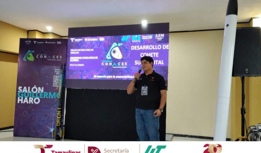 Nuestro alumno Oscar Ruelas de la carrera de Mecatrónica BIS, presentó la conferencia «Desarrollo de un cohete suborbital», dentro de las actividades del quinto Congreso Nacional de Actividades Espaciales CONACES 2024