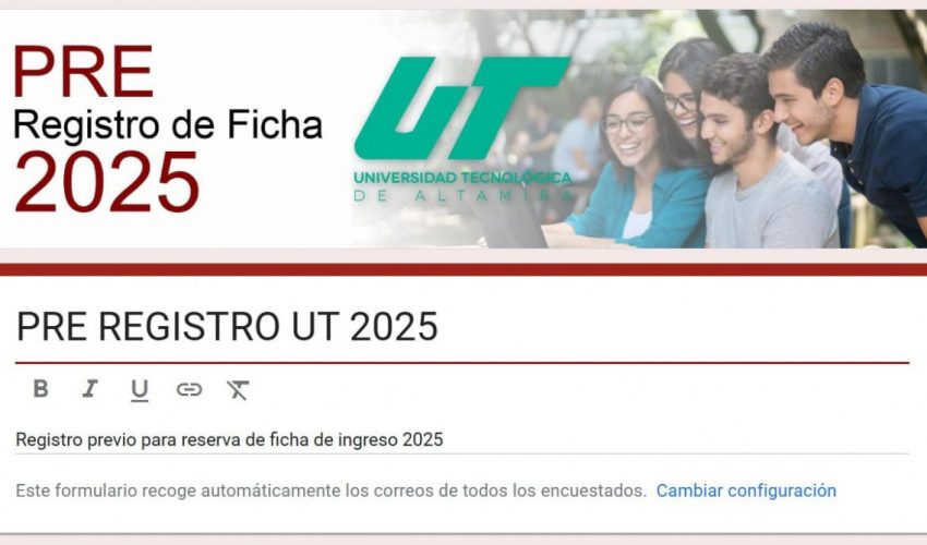 A partir de este día iniciamos con el pre registro de aspirantes a ingresar a la Universidad Tecnológica de Altamira