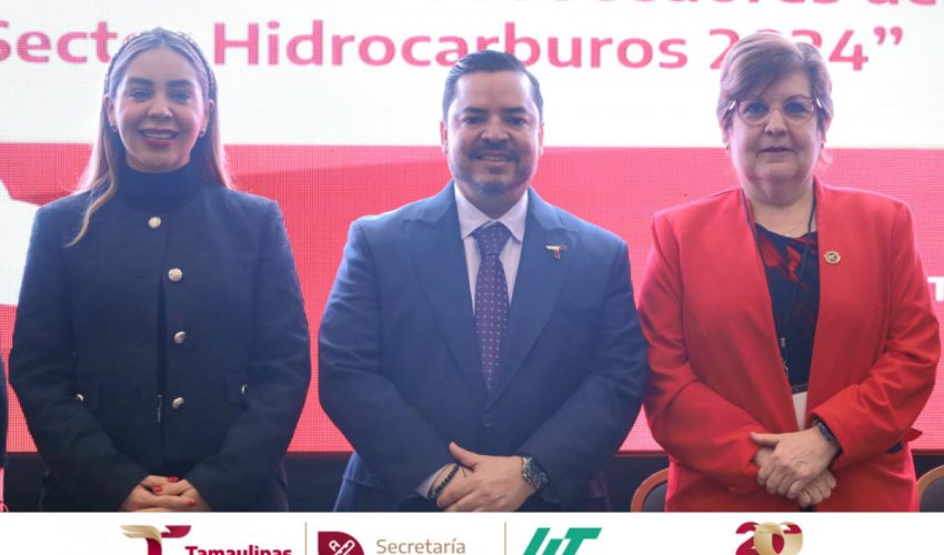 la rectora de la Universidad Tecnológica de Altamira, Dra. Mara Acosta González, acompañó al Secretario de Desarrollo Energético del Estado, el Biol. José Ramón Silva Arizabalo en la clausura del la prueba piloto del programa «Desarrollo de Proveedores del Sector Hidrocarburos 2024»