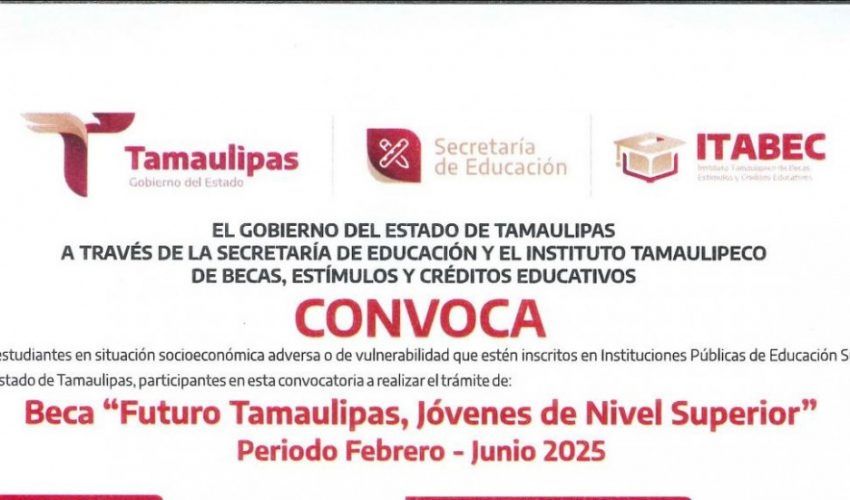 Tramita tu beca «Futuro Tamaulipas, Jóvenes de Nivel Superior», aquí te compartimos la convocatoria del periodo febrero-junio 2025, para que realices tu proceso de registro