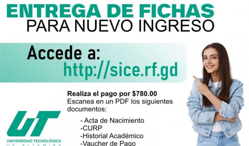 ¡INICIA TU HISTORIA DE ÉXITO! A partir de este día, comenzamos con el registro de aspirantes a ingresar a la Universidad Tecnológica de Altamira