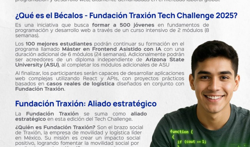 UTALT comparte: Convocatoria Bécalos Fundación Traxión Tech Challenge 2025