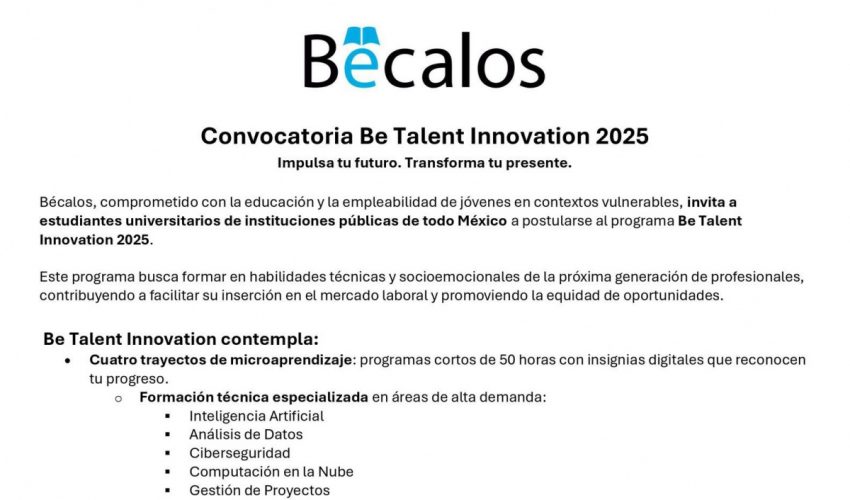 UTALT informa: Convocatoria Be Talent Innovation 2025